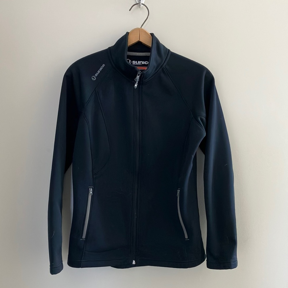 Sunice Black Scuba Jacket with Stand-Up Collar and Slim Fit